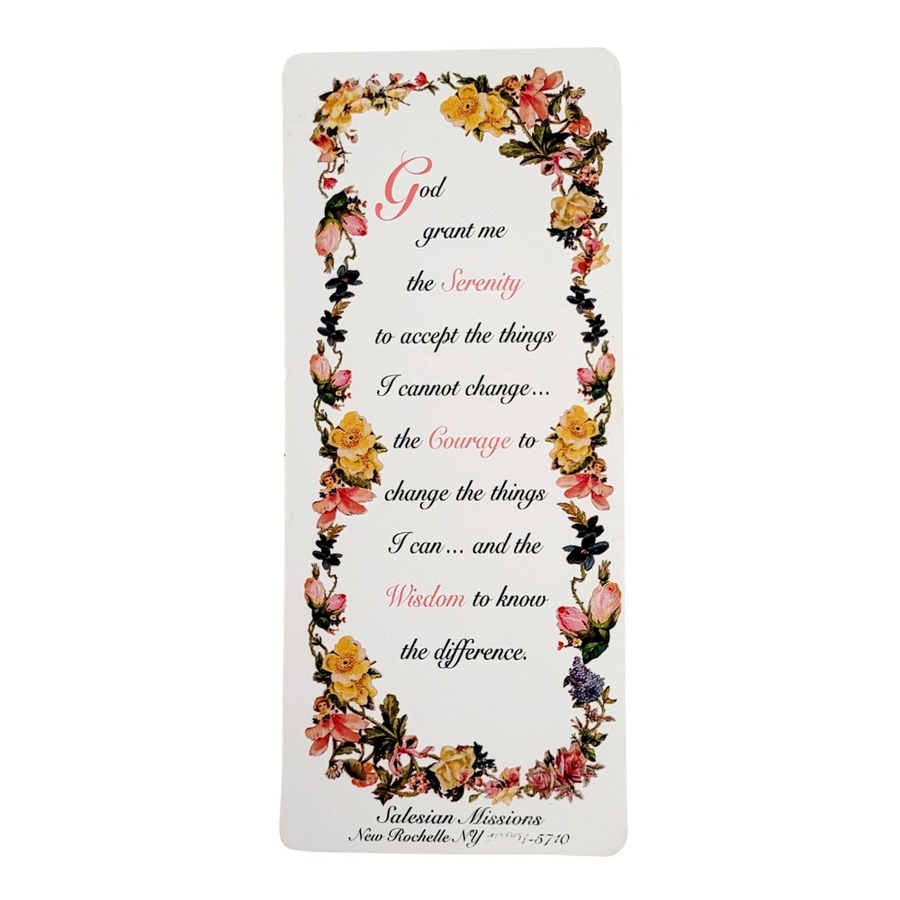 Vintage 90s Serenity Prayer Bookmark- St. Francis de Sales- Salesian Missions NY